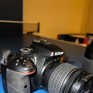 Nikon d5300, 55mm,200mm battery and charger. Camera bag included